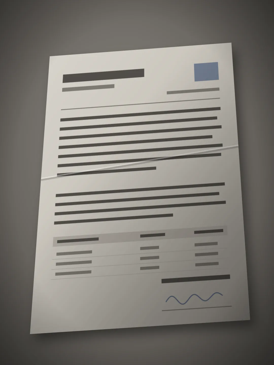 Before: a phone photo of a printed page, skewed, grey and shadowed, with a crease across it